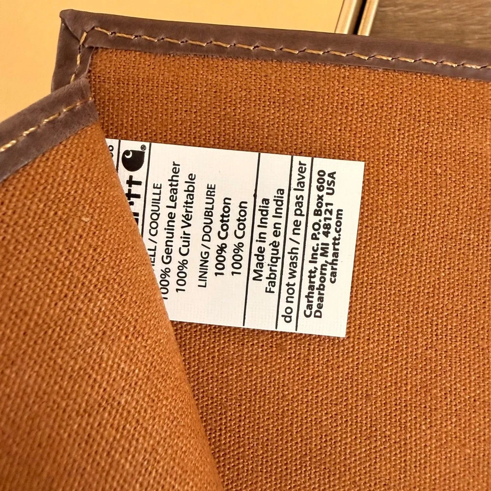 NWT Carhartt Rodeo Wallet Mens OS Brown Leather Triple-Stitched Bifold WW0214